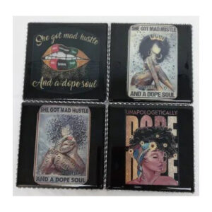 Inspirational black woman coasters in black