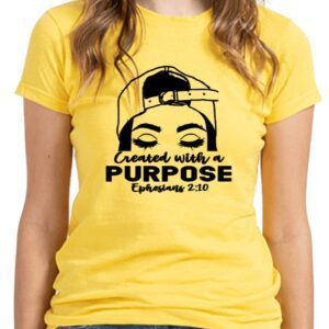 Yellow Created With a Purpose ladies' t-shirt