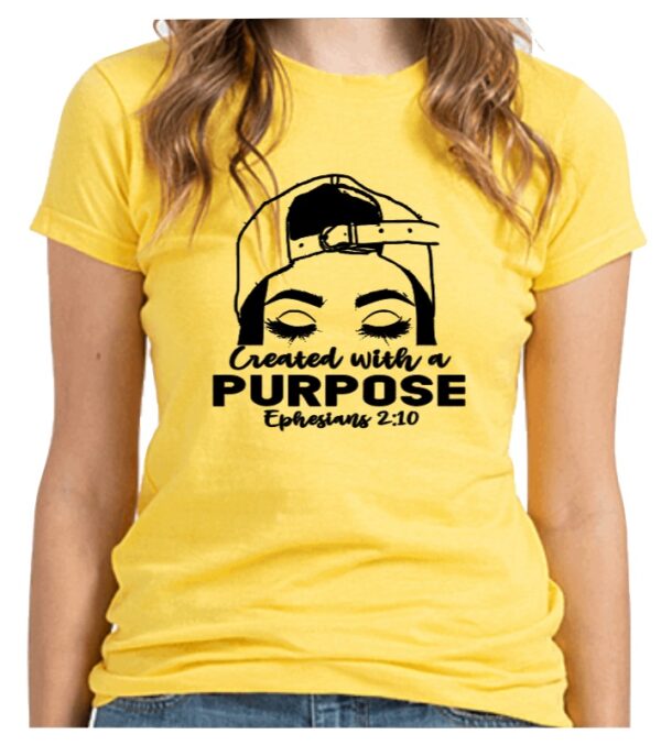 Yellow Created With a Purpose ladies' t-shirt