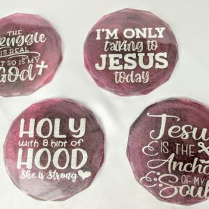 Coasters with religious text designs